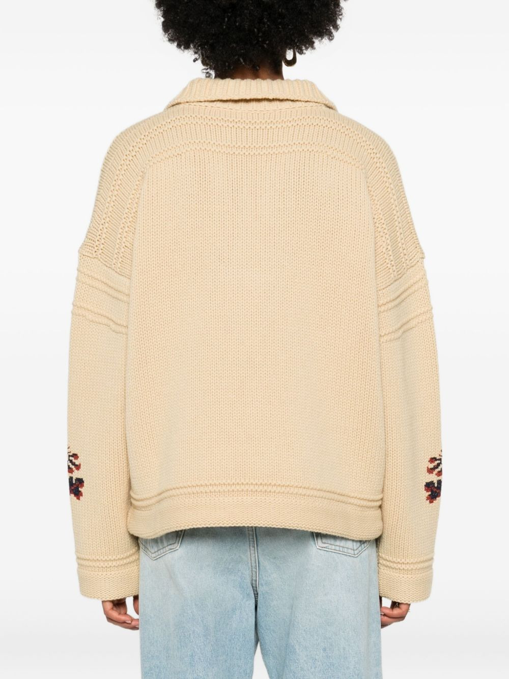 lace-up embroidered sweater - 4