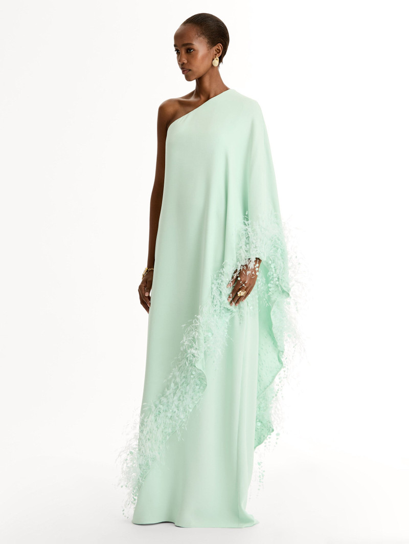 POINT D’ESPRIT FEATHER EMBROIDERED CAFTAN 4