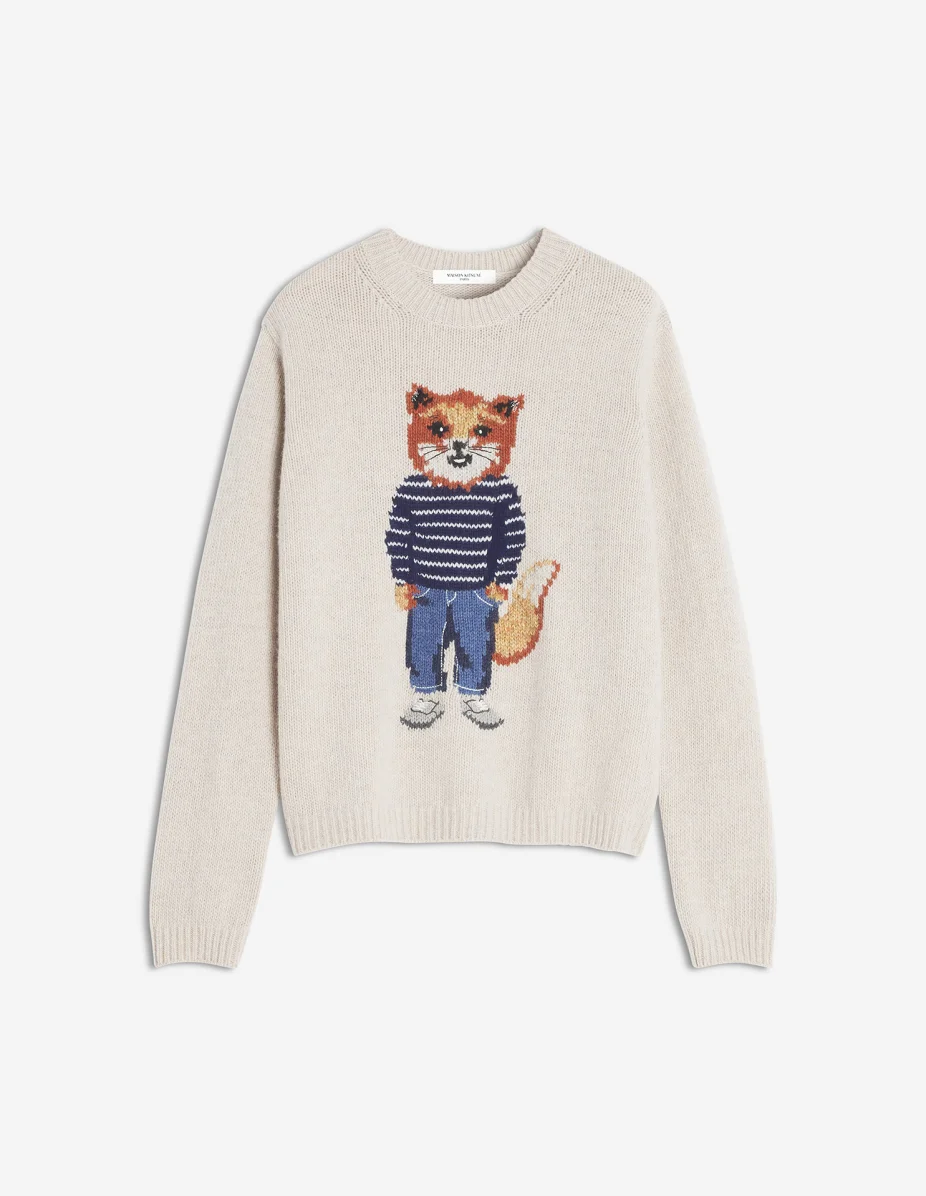 DRESSED FOX INTARSIA WOOL JUMPER - 1