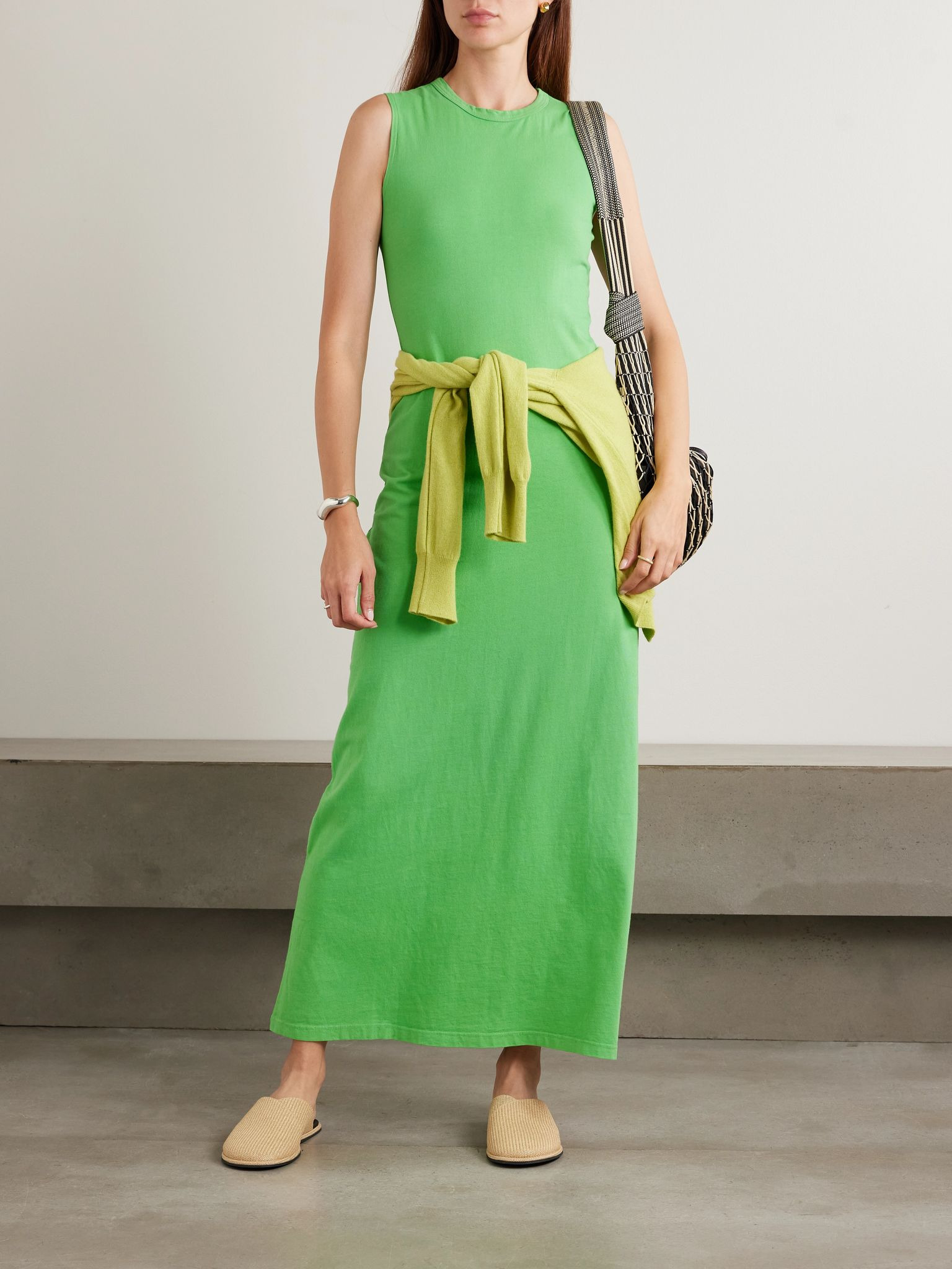 Margo cotton-jersey maxi dress Bright green - 2