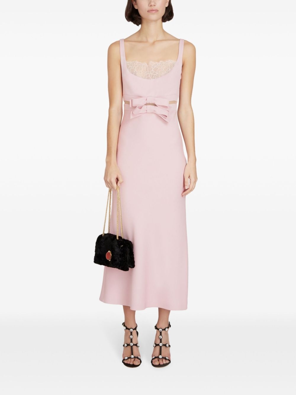 bow-detail crepe midi dress - 2