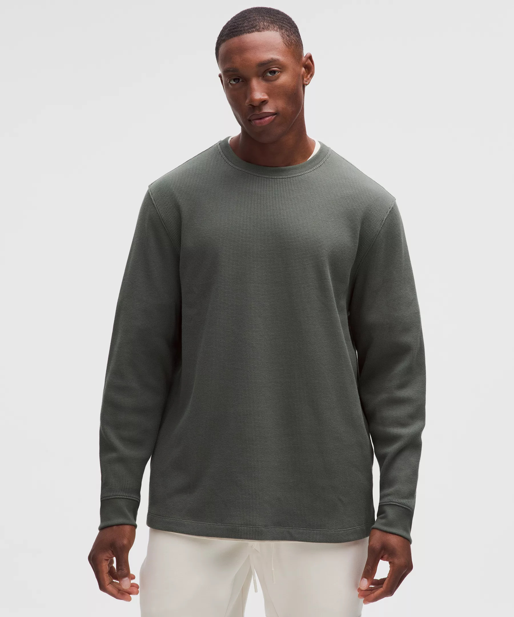 Cotton-Blend Waffle Knit Long-Sleeve Shirt - 4