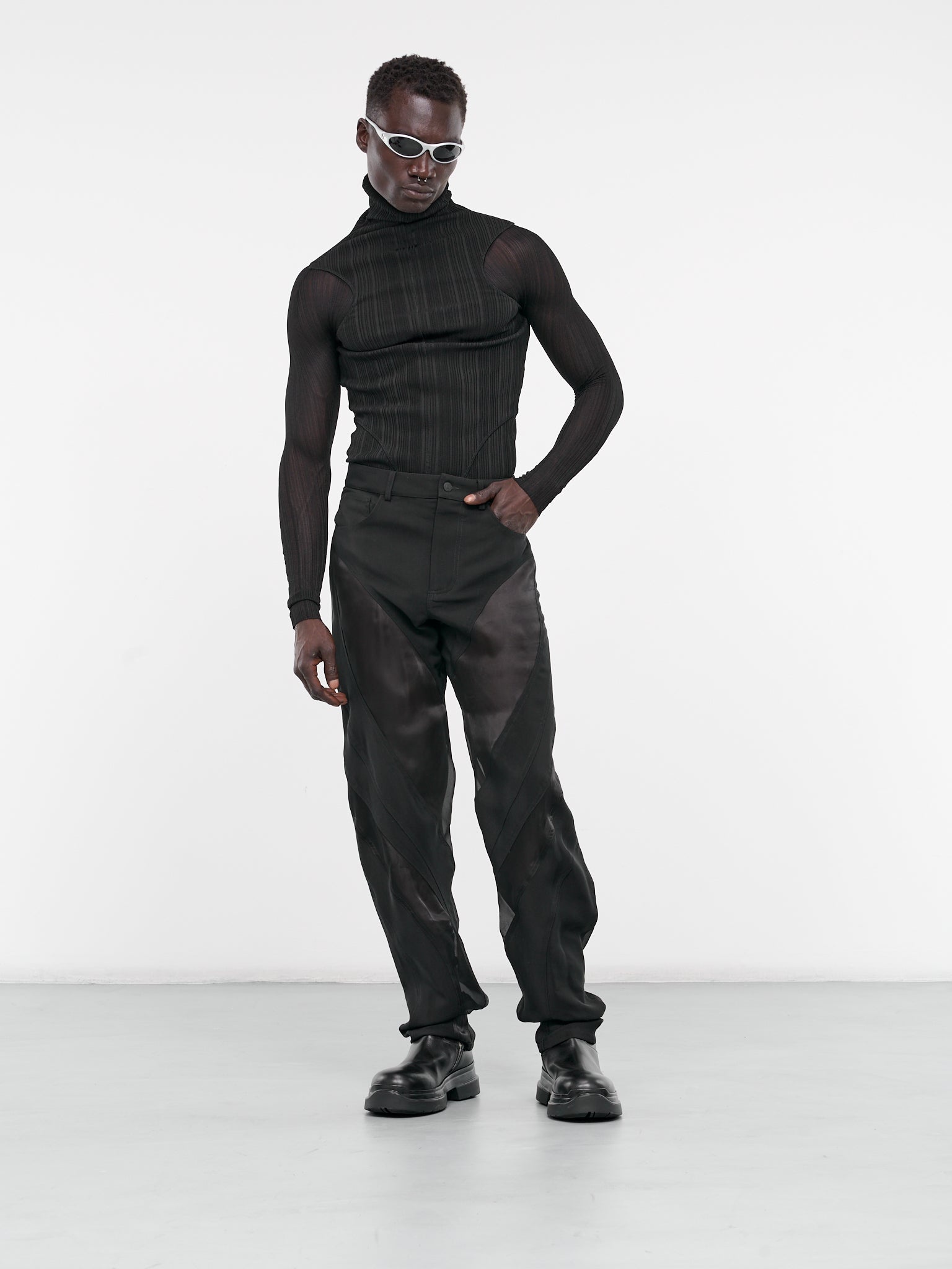 Rib-Knit Sheer Top - 6