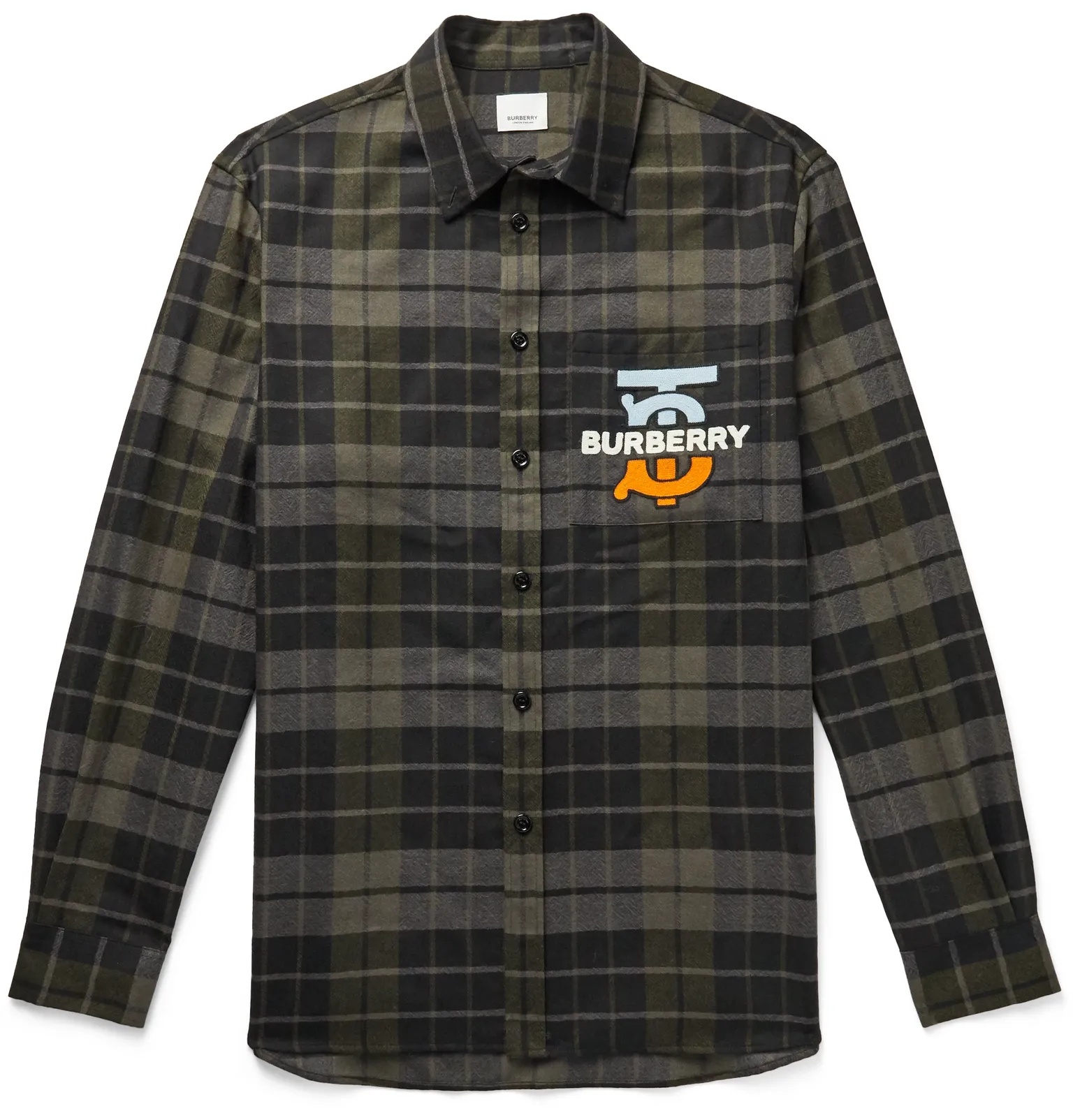 Logo-Appliquéd Checked Wool-Flannel Overshirt - 1