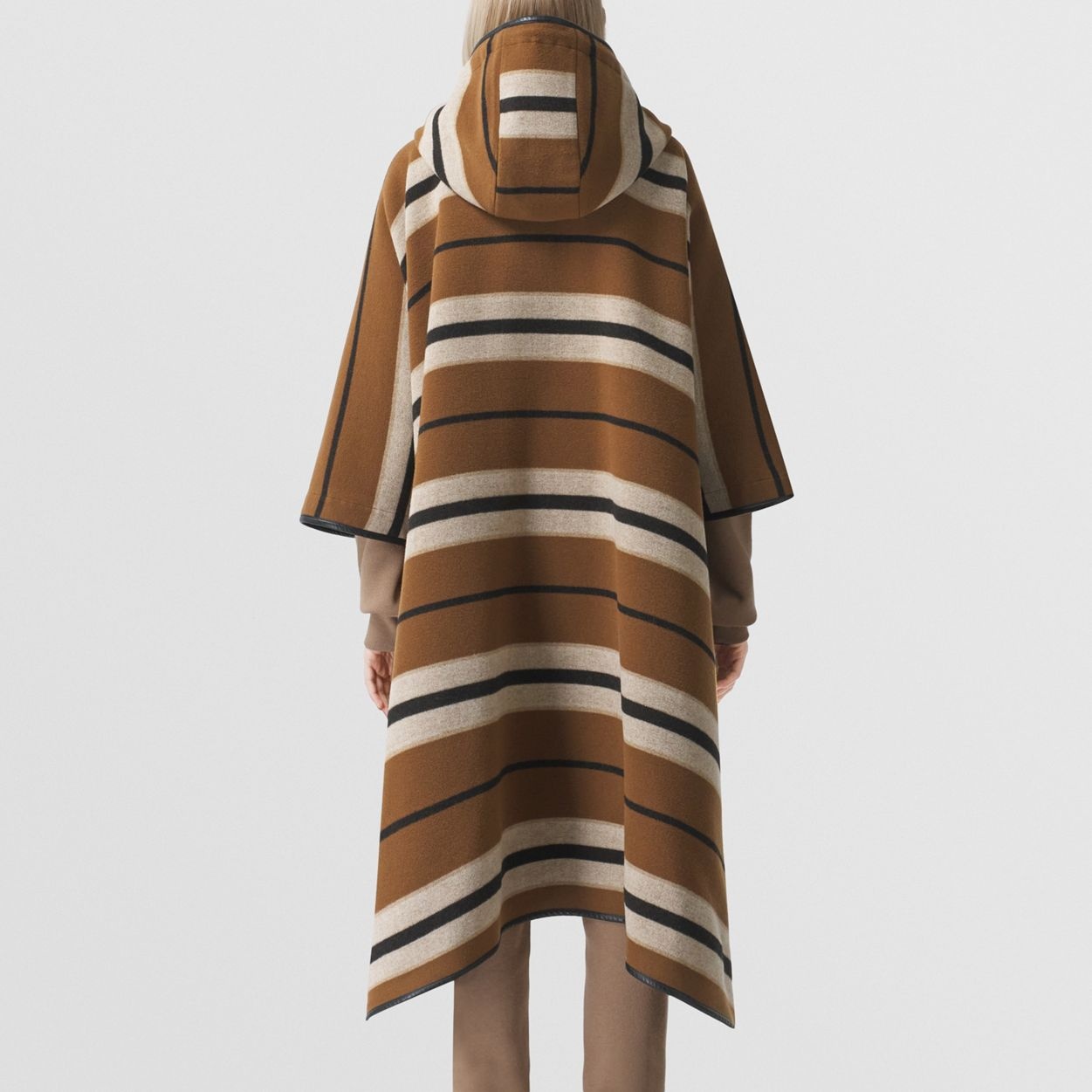 Stripe Wool Oversized Hooded Poncho – Online Exclusive - 4