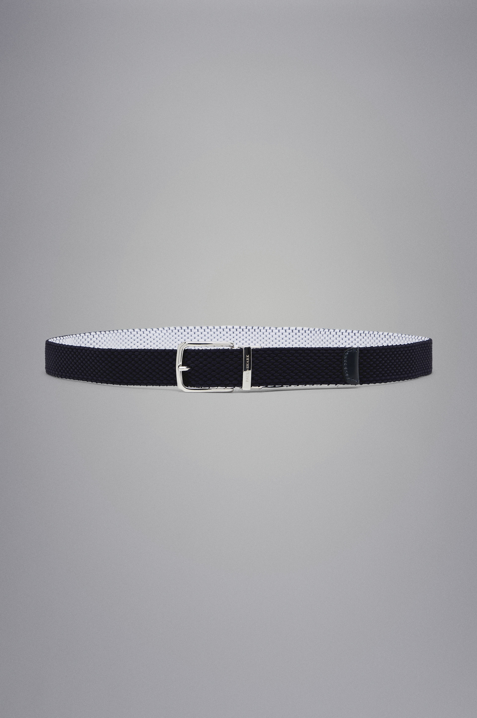 LEATHER TRIMMED WOVEN REVERSIBLE ELASTIC BELT - 1