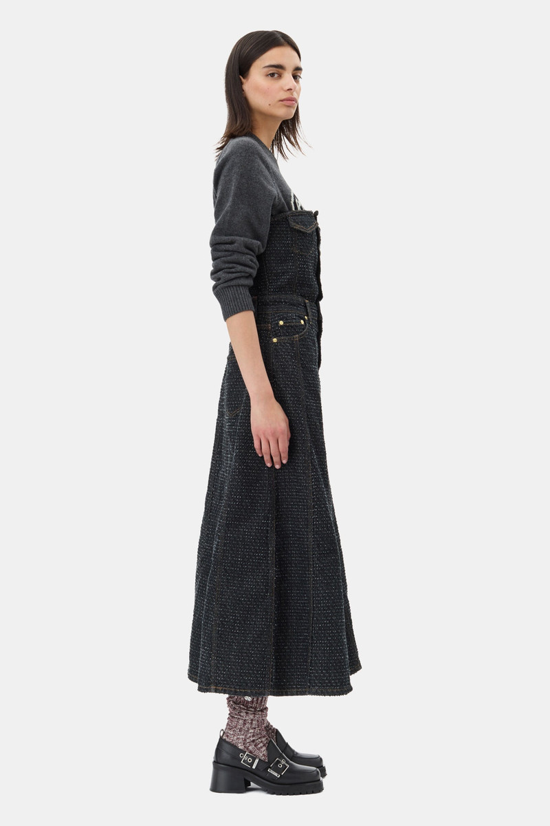 BLACK FLUFFY DENIM CORSAGE DRESS 4