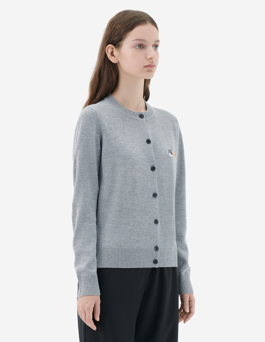 DOUBLE FOX HEAD PATCH R-NECK CARDIGAN - 4