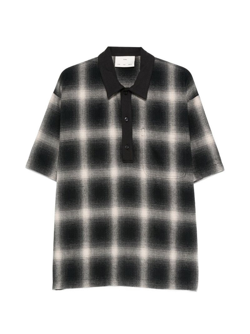 check-pattern short-sleeve polo shirt 1