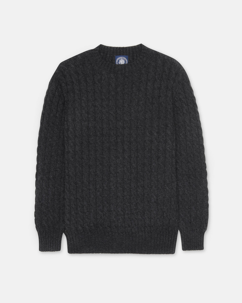 J. PRESS MADE-IN-SCOTLAND CHARCOAL CABLE KNIT CASHMERE SWEATER outlook