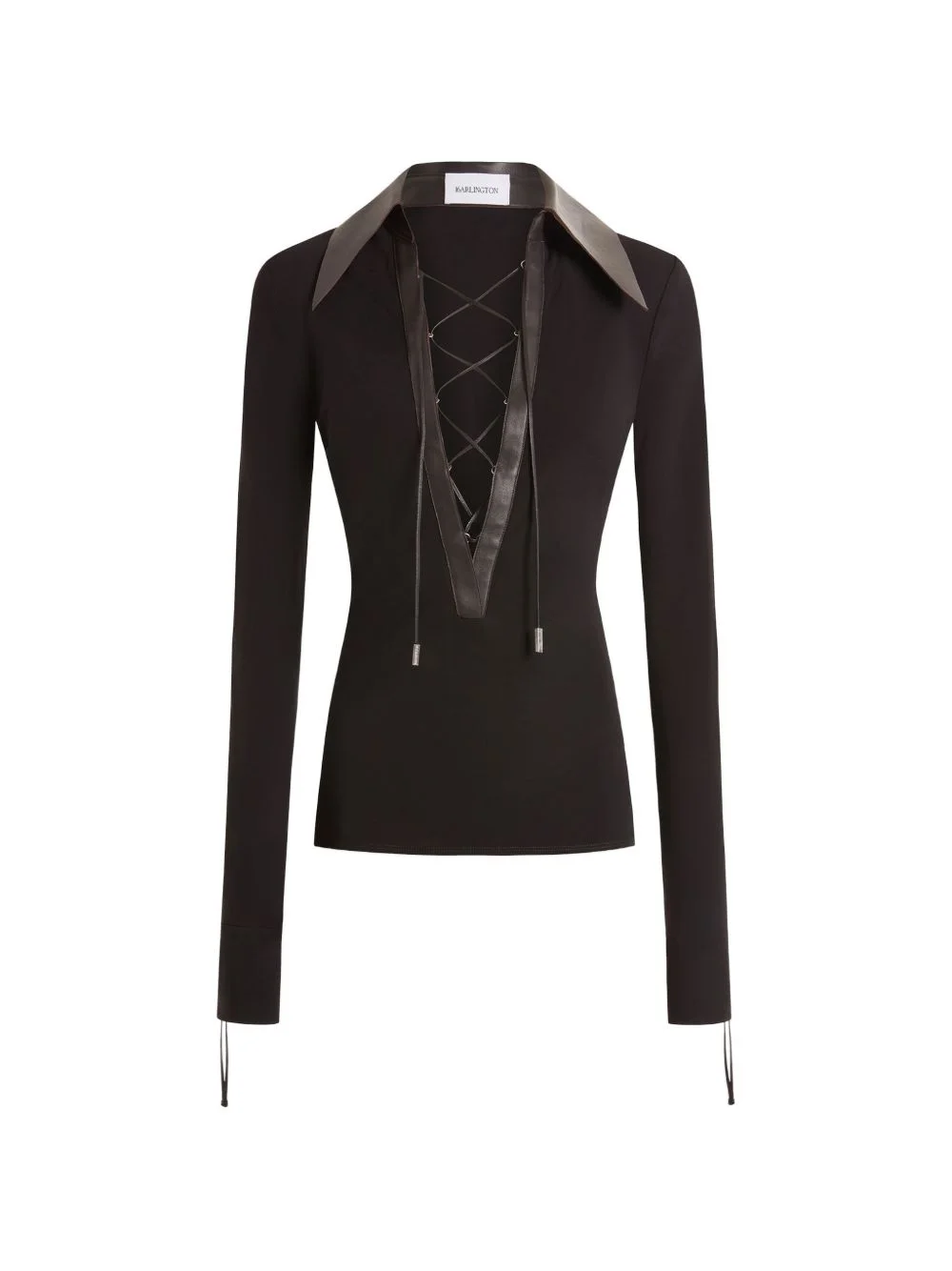 Pia lace-up collar top - 1