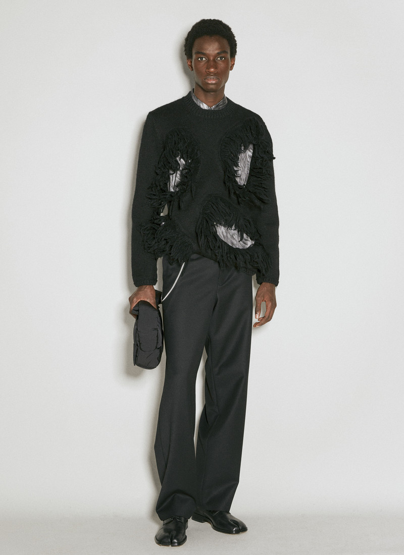 Comme des Garçons Homme Plus Cut-Out Wool Sweater With Tassle Edge outlook