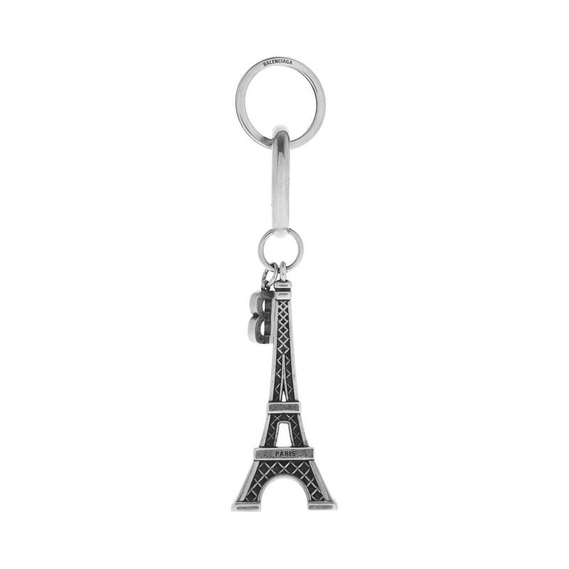 Paris Souvenir Eiffel Bag Charm/keychain in Antique Silver 1