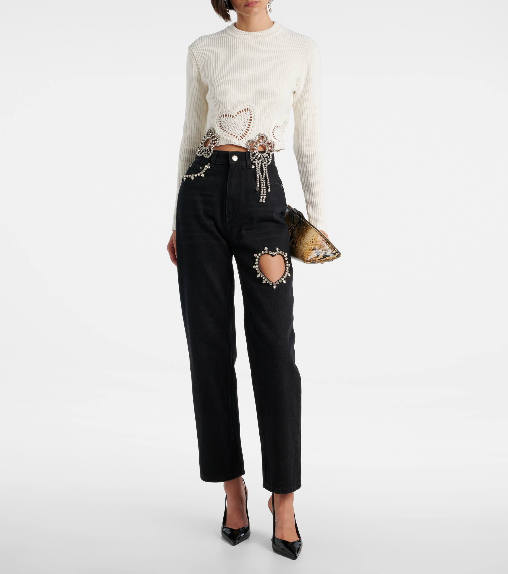 Crystal-embellished wide-leg jeans - 2