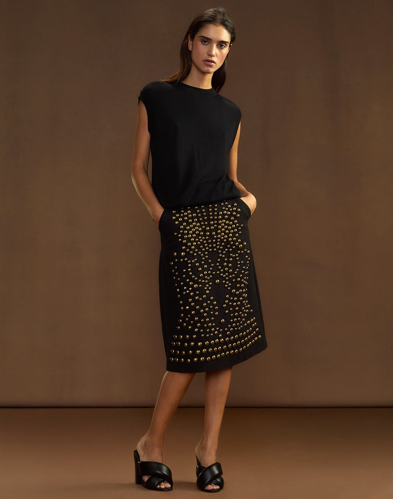 CYNTHIA ROWLEY Serena Studded Denim Skirt outlook