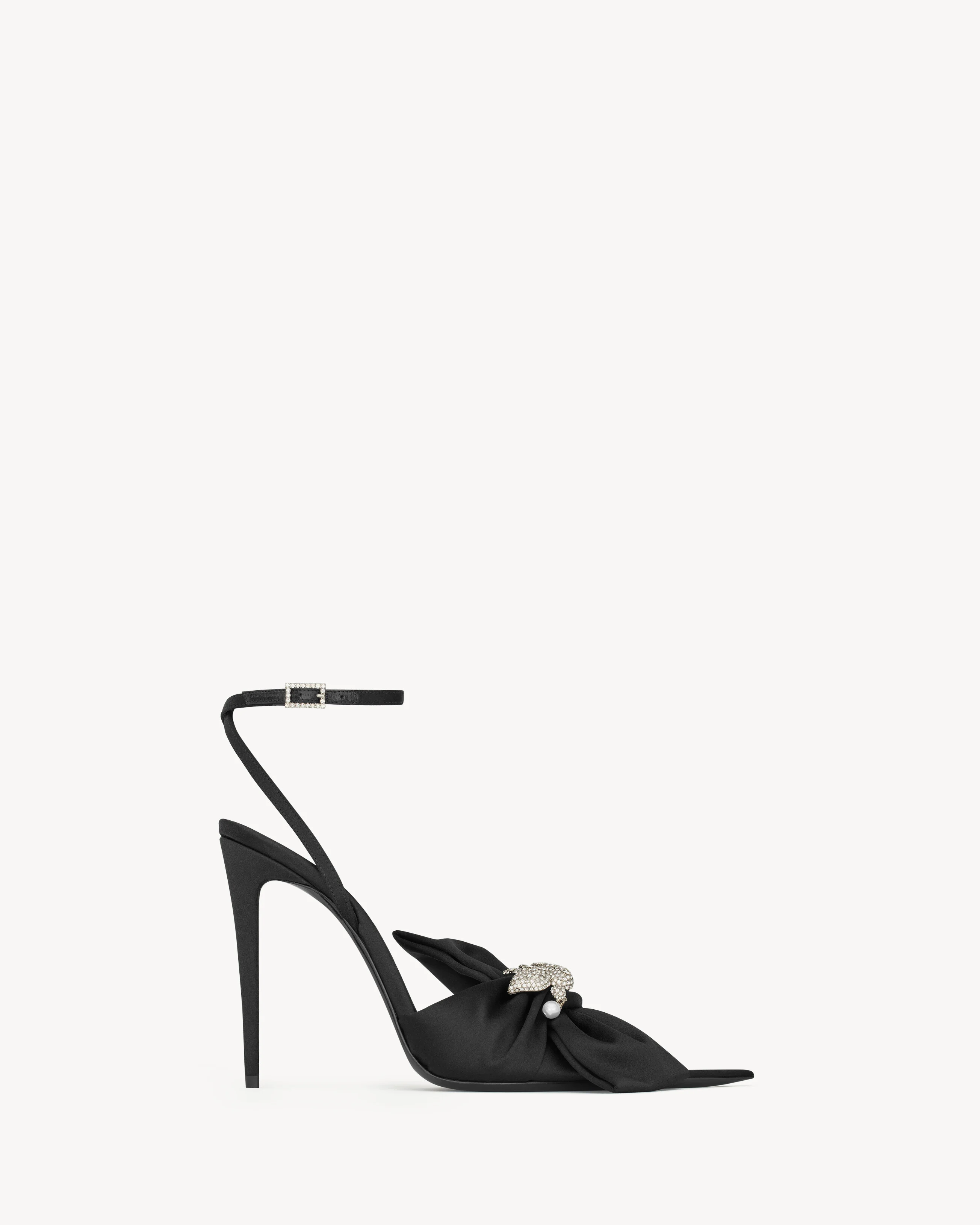 DOVE SANDALS IN SATIN CREPE AND RHINESTONES - 1