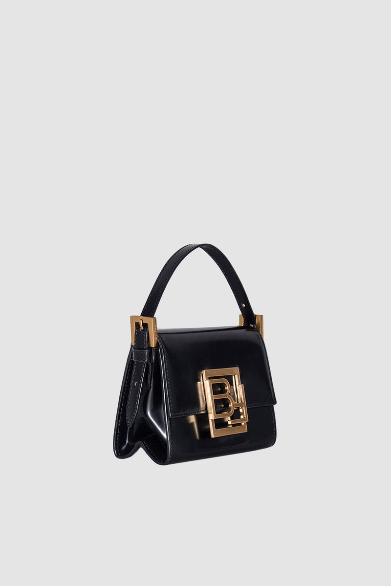 BY FAR Fran Black Semi Patent Leather Top-Handle Bag outlook