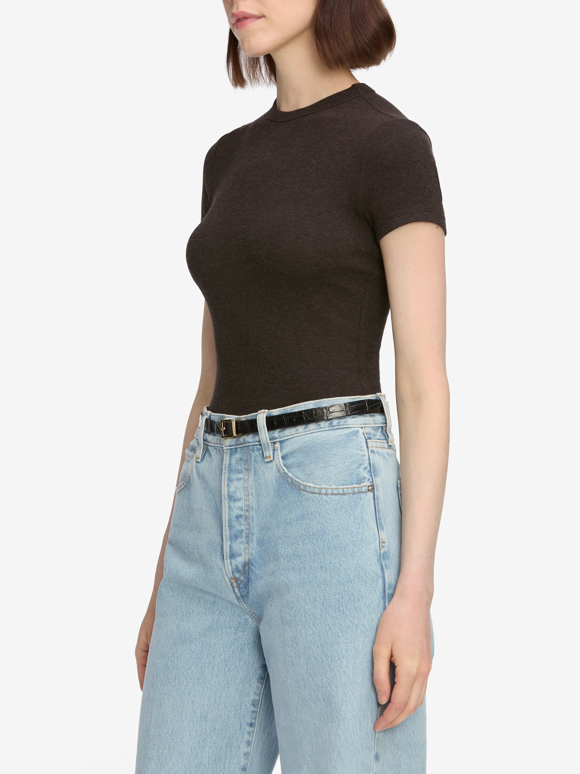 The Rib Baby Tee in Coffee - 5
