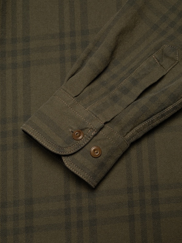 Julian Worker Plaid Check Shirt Olive - 3