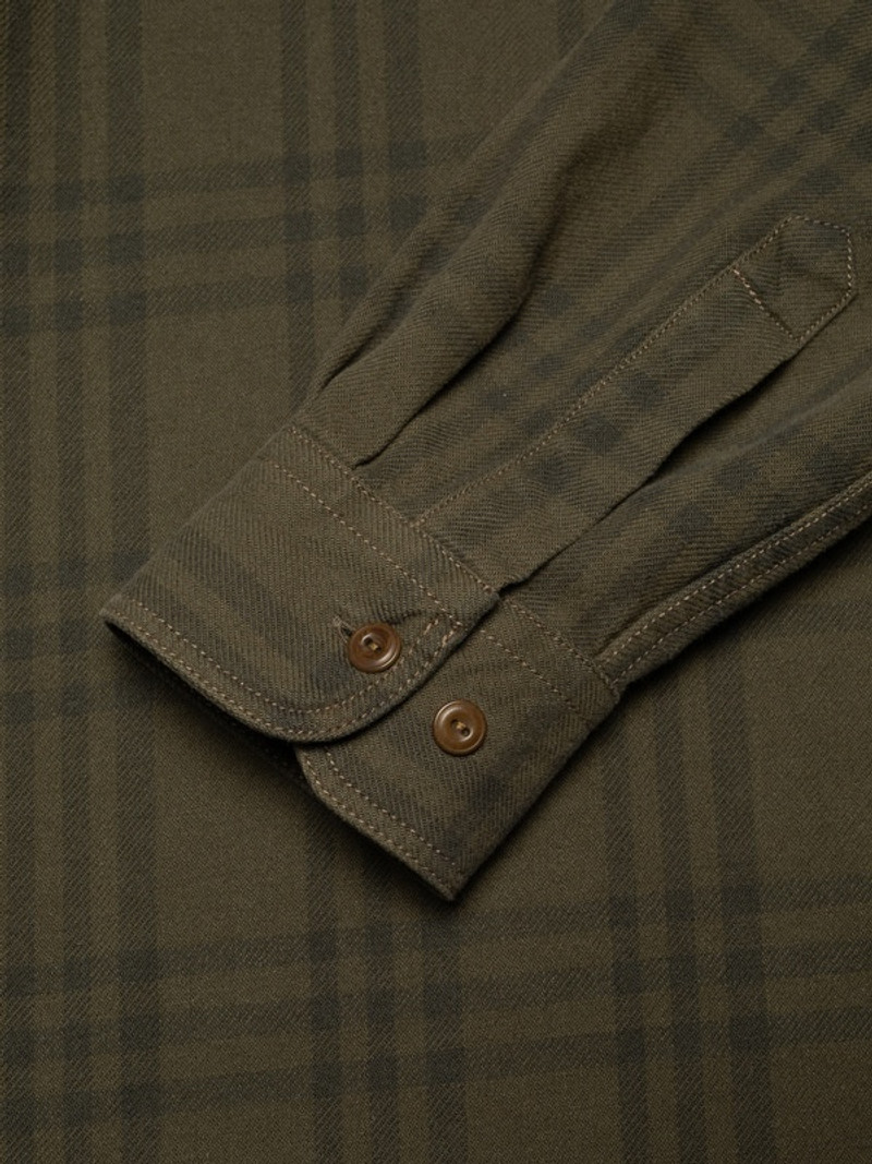 Julian Worker Plaid Check Shirt Olive 3