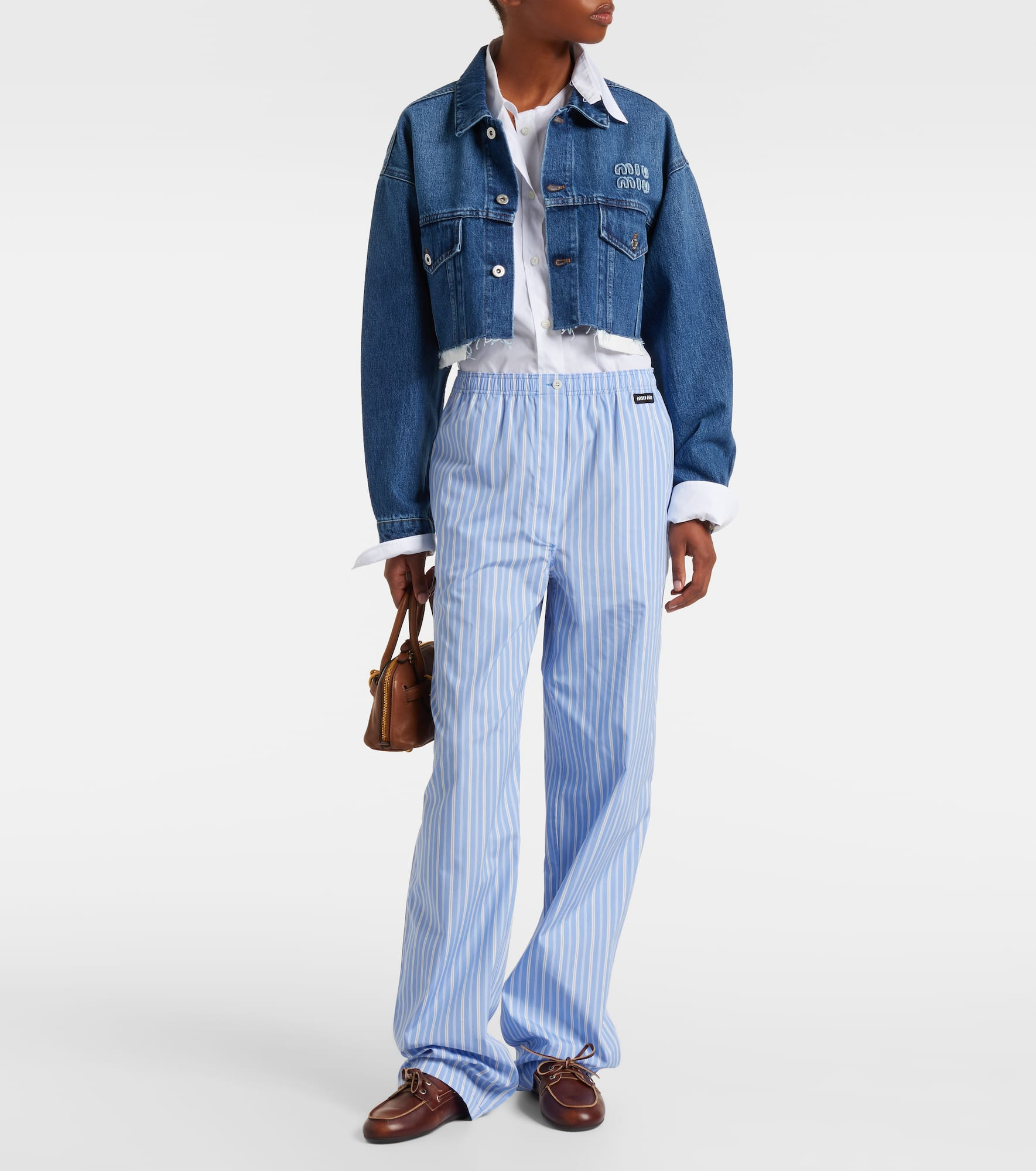 Cropped logo denim jacket - 2