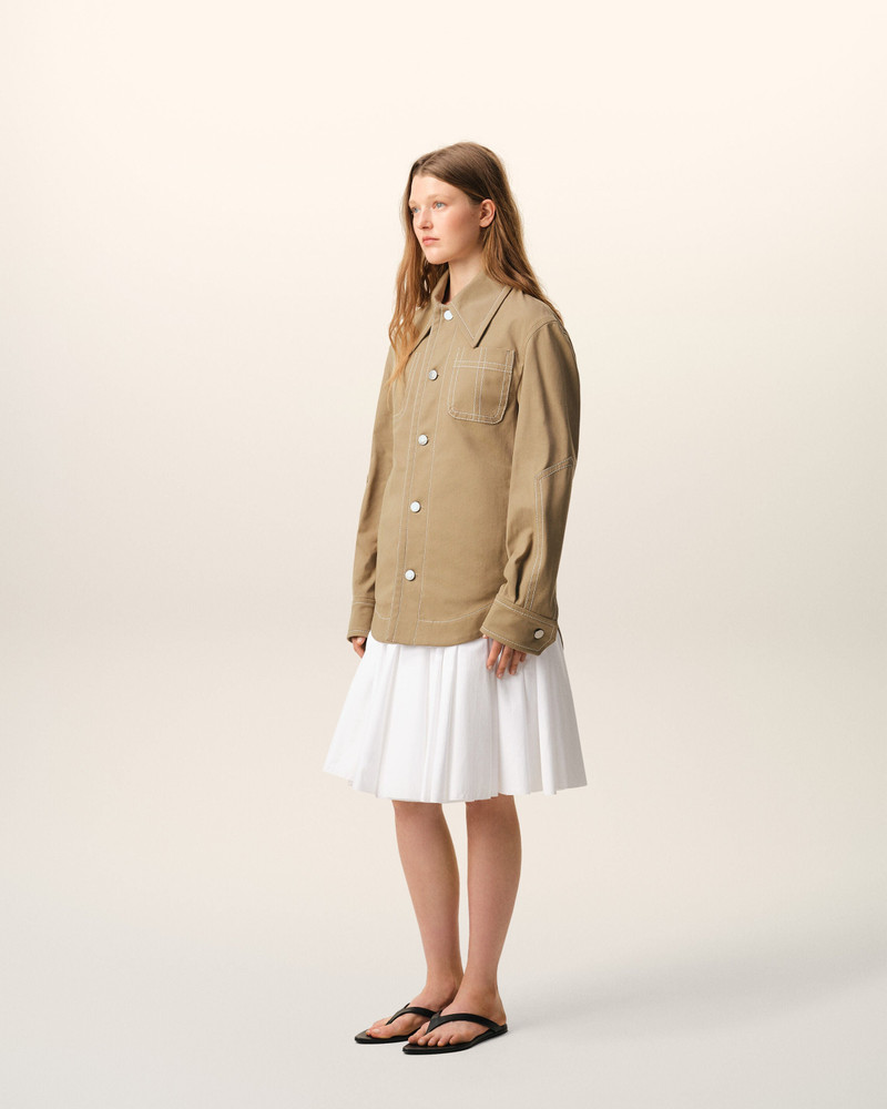 BEIGE COTTON WORKER BUTTONED JACKET 6