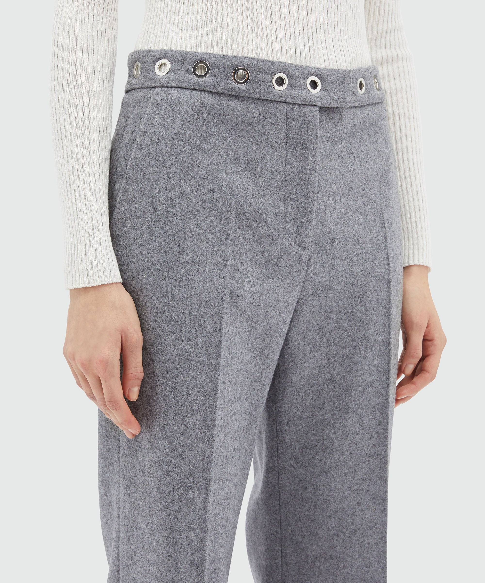 Cream wool pants with studs - 5