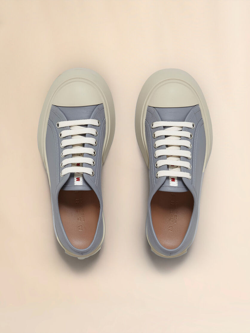 GREY LEATHER PABLO LACE-UP SNEAKER - 4