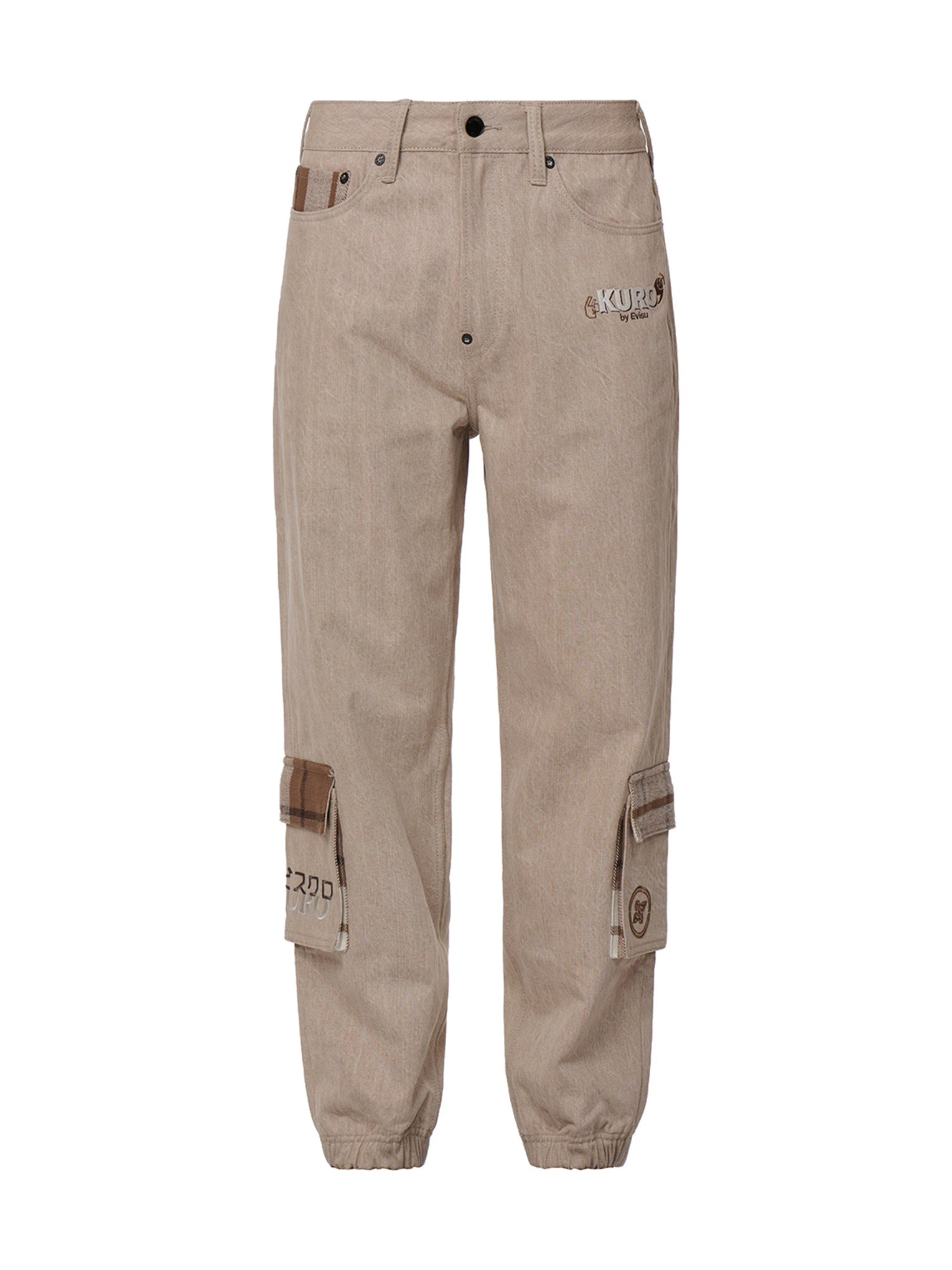 Plaid Flannel Pocket Jogger Jeans - 14