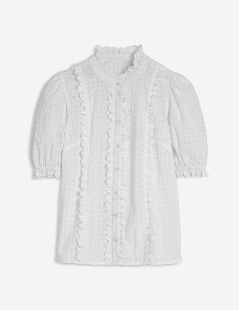 Feminine Cotton Blouse-White 1