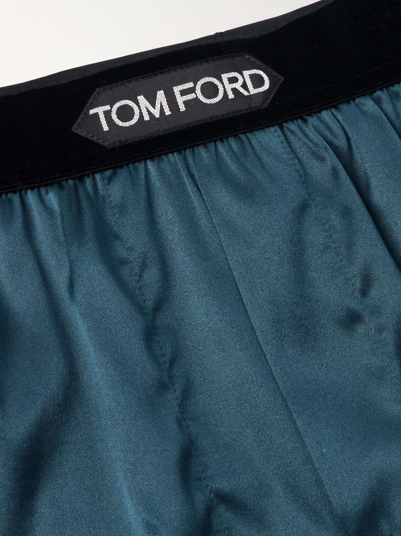 TOM FORD Velvet-Trimmed Stretch-Silk Satin Boxer Shorts outlook