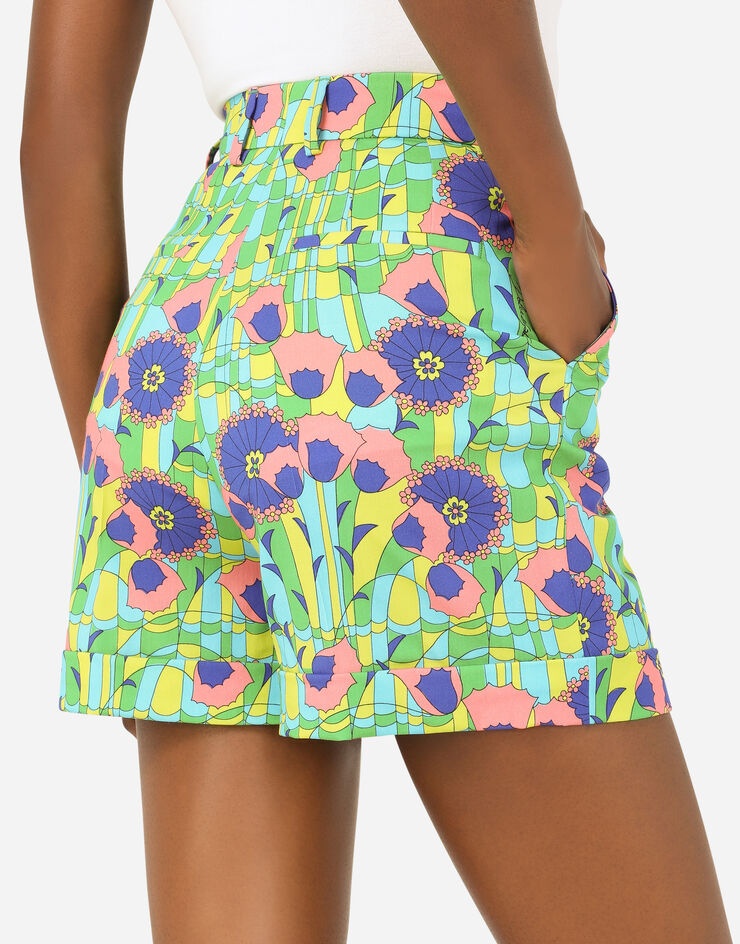 60s-print gabardine shorts - 5