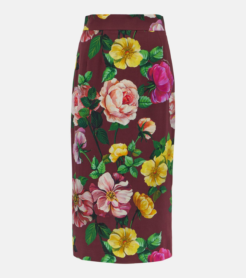 Floral silk-blend charmeuse midi skirt - 1