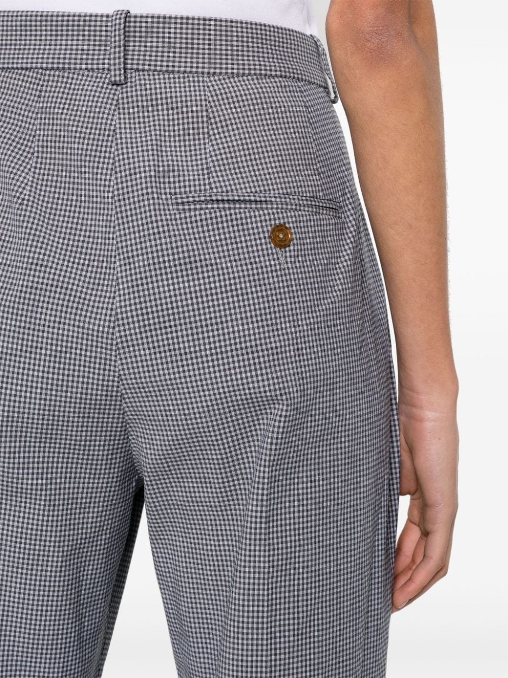 gingham-pattern flared trousers - 5
