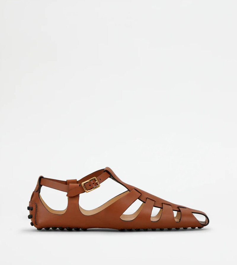 GOMMINO SANDALS IN LEATHER - BROWN 1