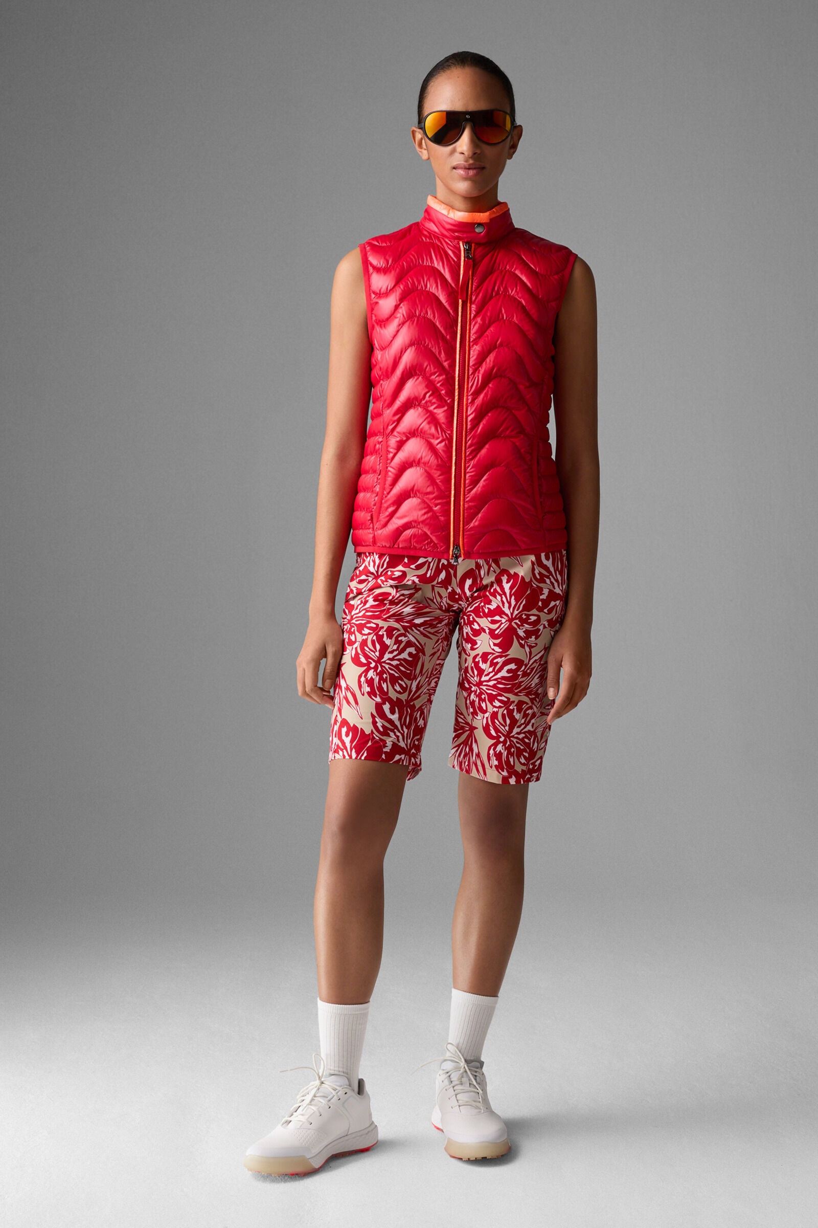 Kleo lightweight down vest in Red/Orange - 4