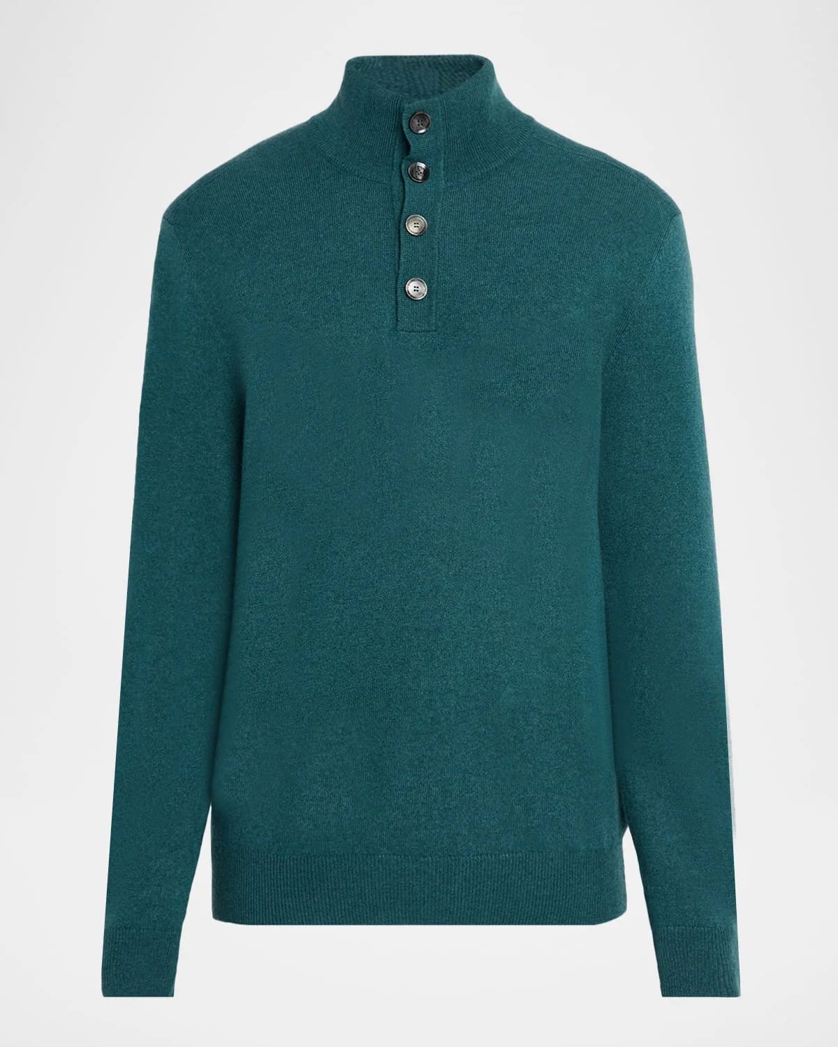 Men's Cashmere Knit Mock Neck Half-Placket Sweater - 1