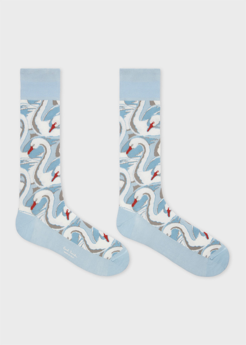Paul Smith Sky Blue 'Swan' Socks outlook