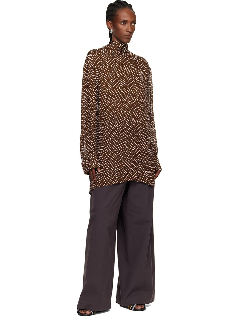 Dries Van Noten Brown Pussy-Bow Blouse outlook