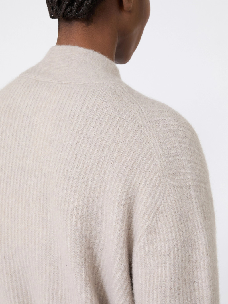 NUVOLE Long alpaca and wool cardigan - SAND 6