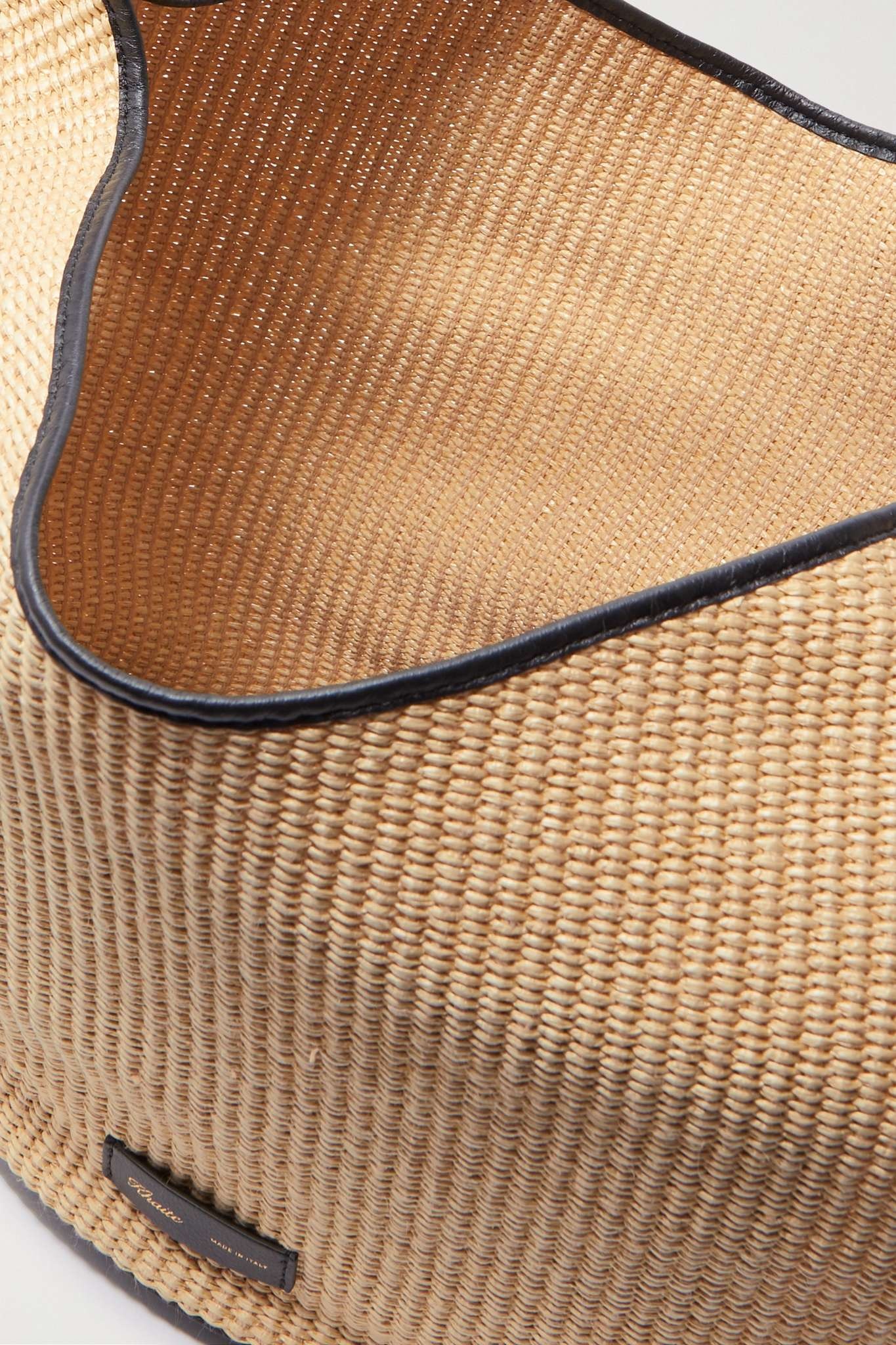 Lotus medium leather-trimmed raffia tote - 5