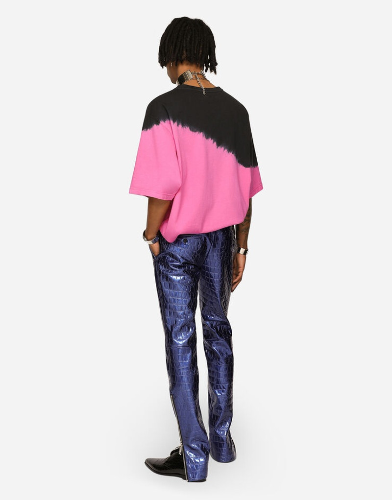 Alligator-print technical fabric pants 3