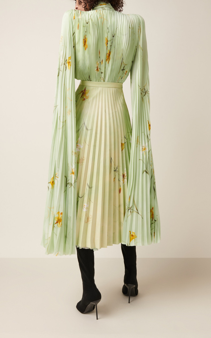 Pleated Scarf Sleeve Chiffon Top green 6