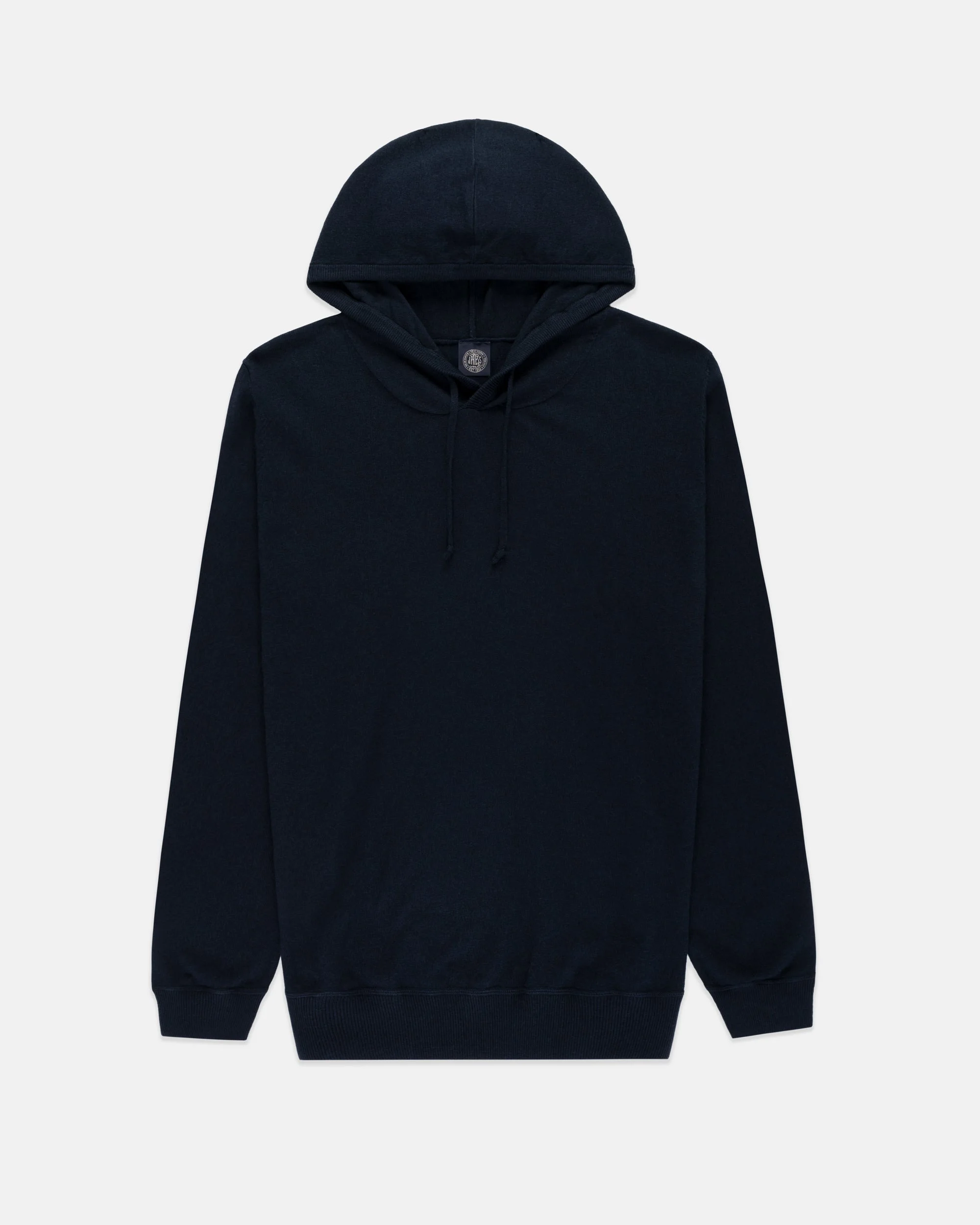 NAVY COTTON-WOOL HOODIE - TRIM FIT - 1