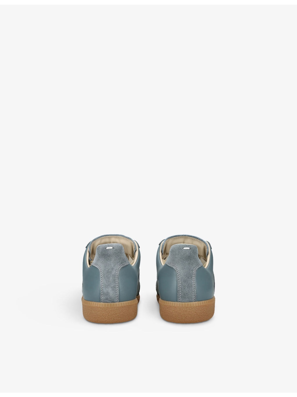 Replica contrast-sole leather low-top trainers - 4