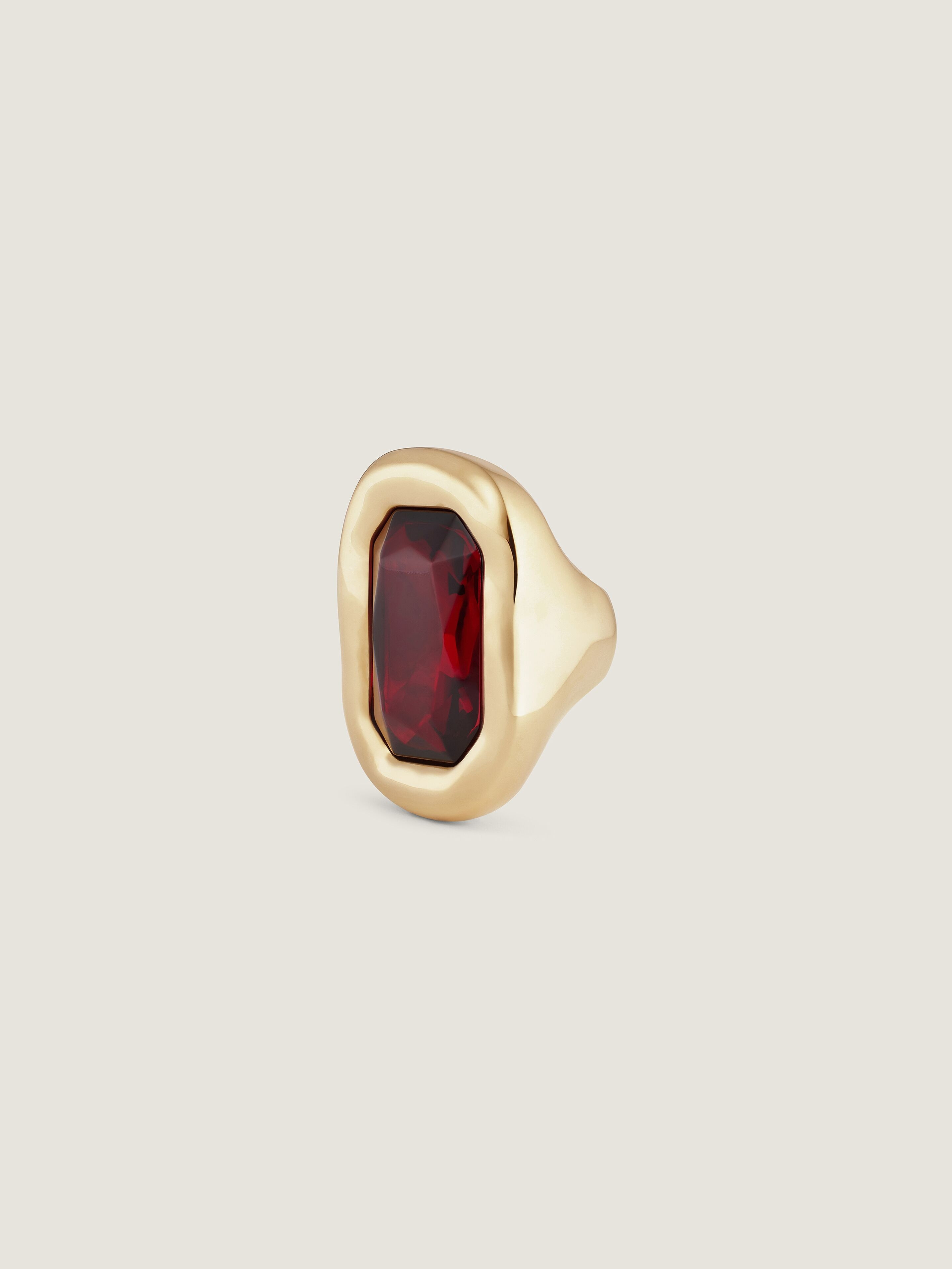SCULPTURAL CRYSTAL RING IN METAL AND CRYSTAL - 1