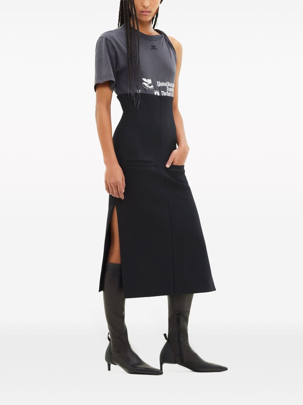 logo-print panelled midi dress - 3