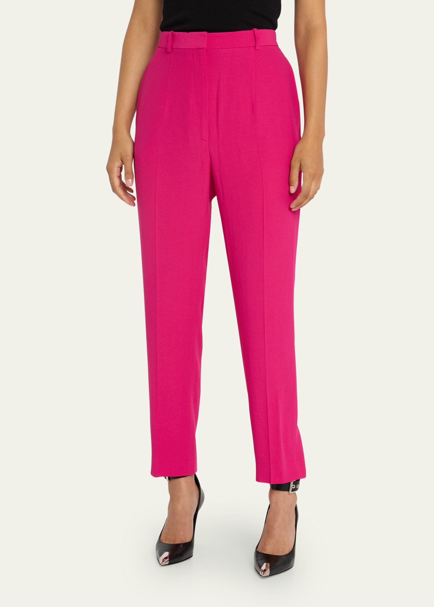 High-Waist Crop Cigarette Trousers - 4