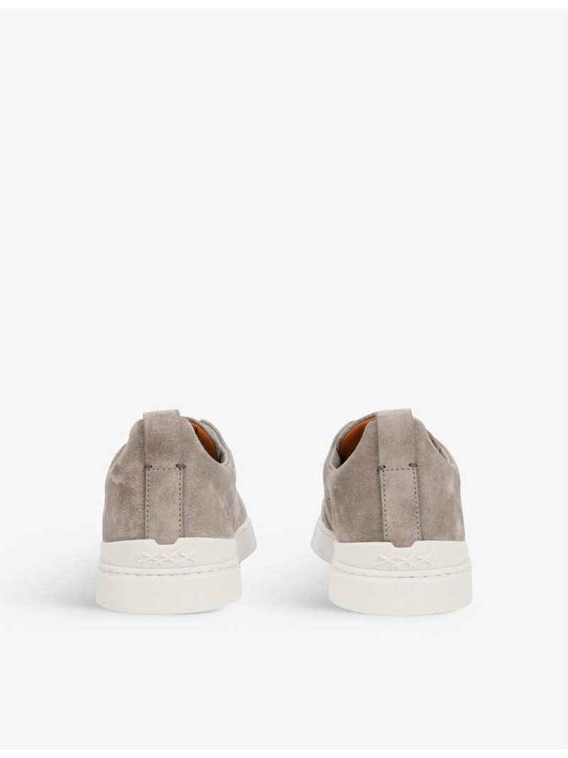 ZEGNA Triple Stitch contrast-sole suede low-top trainers outlook