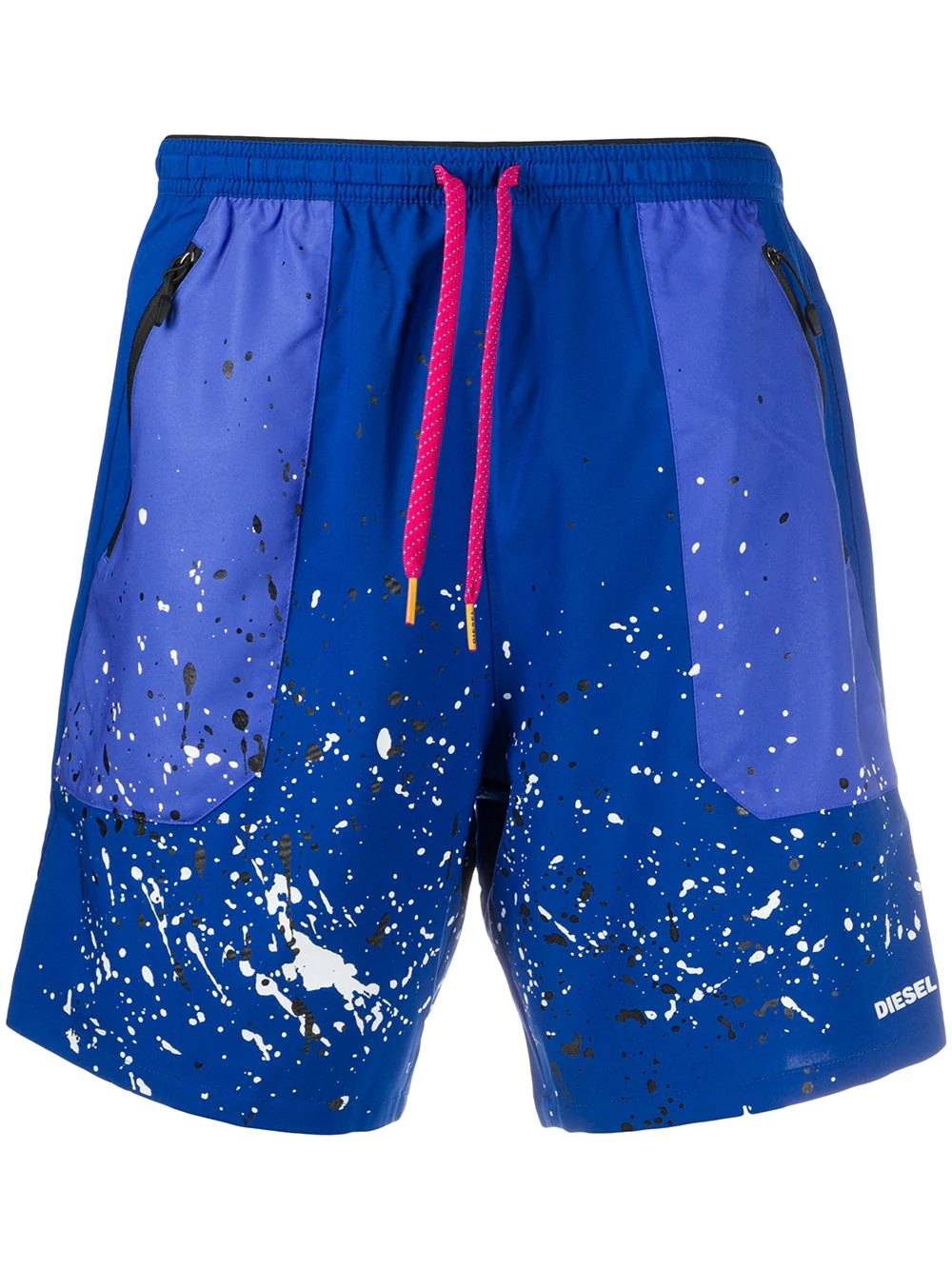 paint splatter effect contrast panel shorts - 1